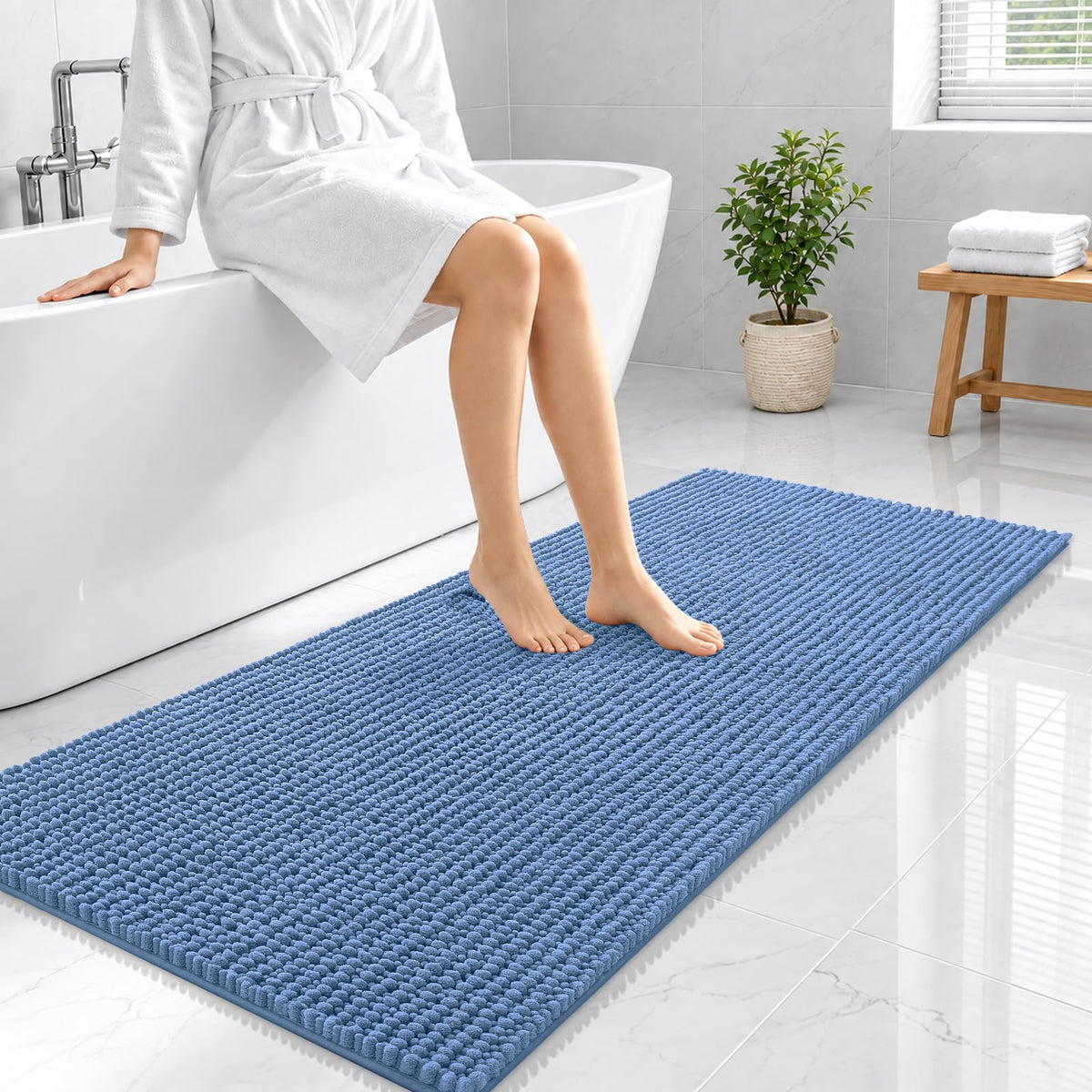 Smiry Thick Bathroom Rugs 30x20, Extra Soft Absorbent Chenille Bath Mat