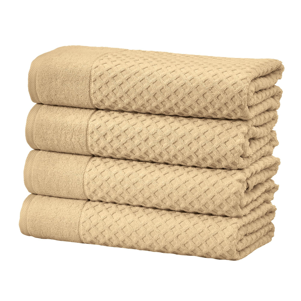 Great Bay Home Bath Towels - 100% Cotton 6 Piece Towel Set - Diamond Waffle Weave - Absorbent, Durable, Quick-Dry Towels for Bathroom (Marigold)