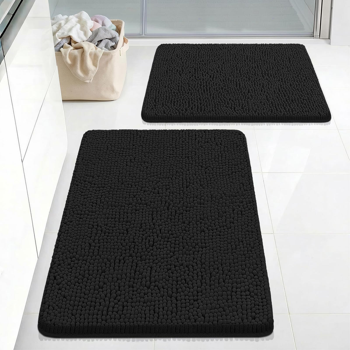 Bcoimo Small Bath Rug Mat,24x17 Extra Soft Chenille Lavender Bathroom Mats