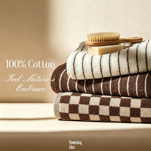 100% Cotton Striped Hand Towels Set, 3pcs Face Towels for Bathroom