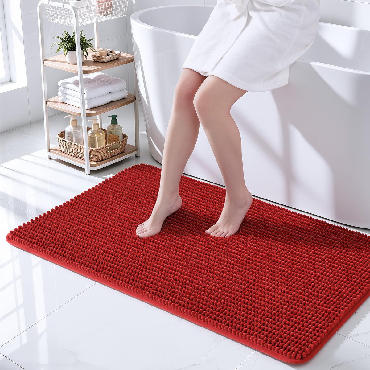 Ophanie Grey Bathroom Rugs 30x20, Soft Chenille Bath Mat, Non Slip Absorbent Quick Dry Light Gray Mats, Machine Washable Thick Small Area Rug Sets,Grip Bathmat for Shower,Toilet,Sink and Indoor Floor