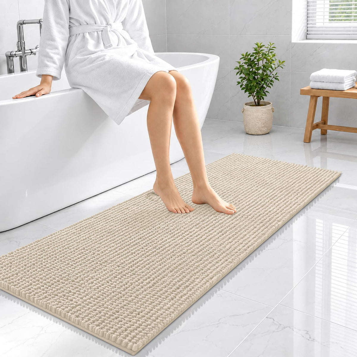 Smiry Thick Bathroom Rugs 30x20, Extra Soft Absorbent Chenille Bath Mat