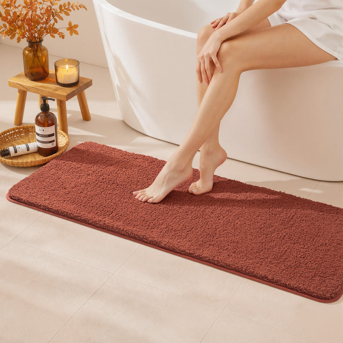 MIULEE Dark Purple Bathroom Rugs Soft Small Microfiber Bath Mat 16x24 Inch