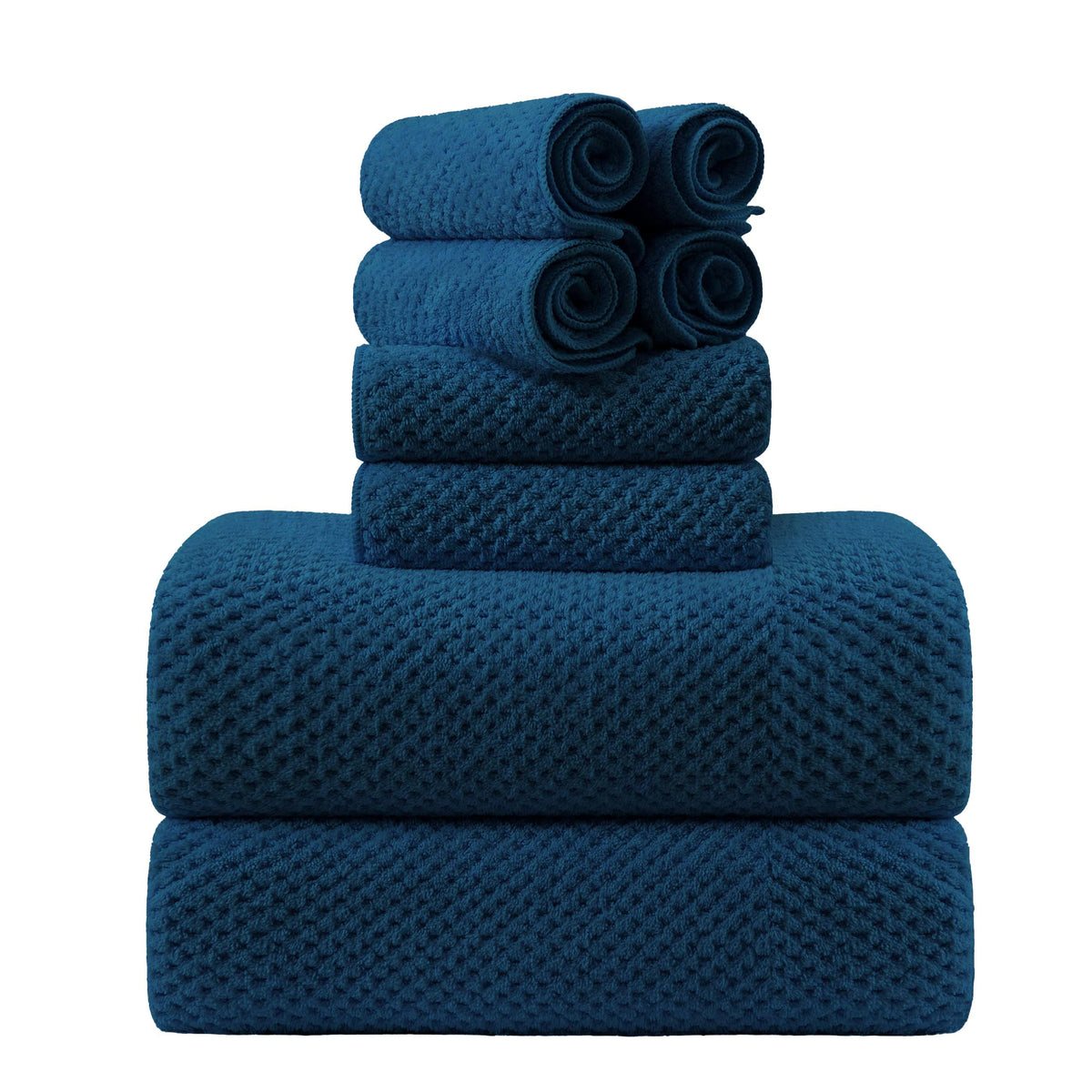 8-Piece Bath Towel Set, 2 Extra Large Bath Towel Sheets, 2 Hand Towels and 4 Washcloths - Highly Absorbent Quick Dry Polyester,Ultra Soft Towel Set for Bathroom, Waffle Weave Design, Pack of 8, Green