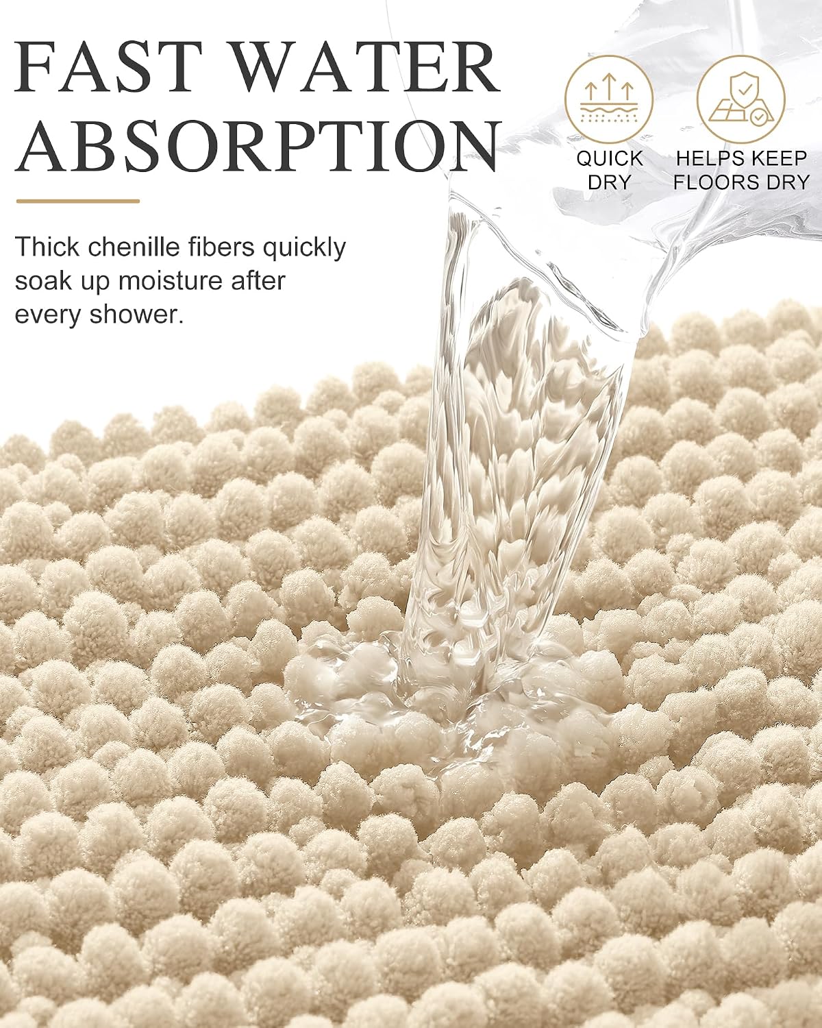Smiry Thick Bathroom Rugs 30x20, Extra Soft Absorbent Chenille Bath Mat
