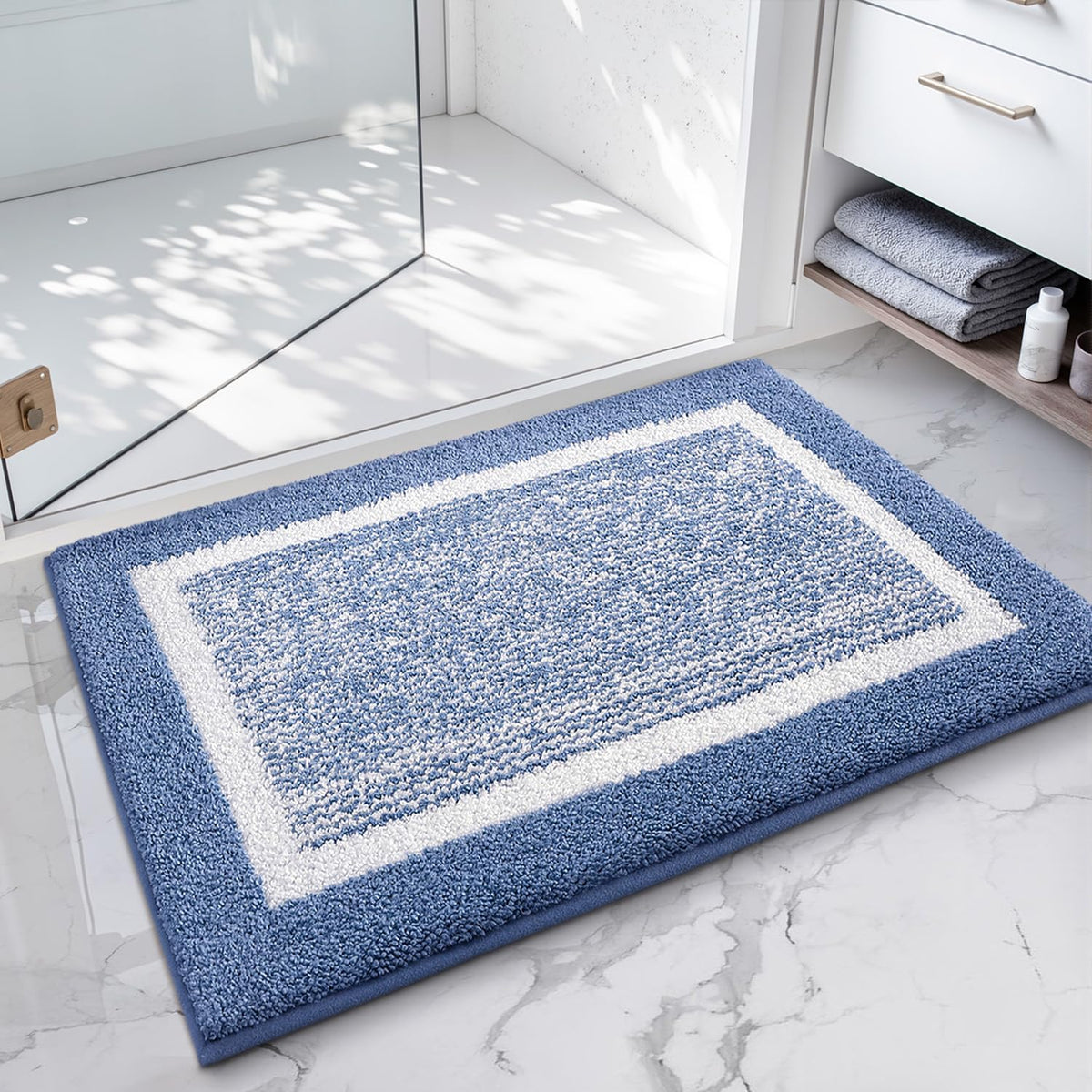 Color&Geometry 16"x24" Small Bath Mats for Bathroom Simple and Stylish,Gray