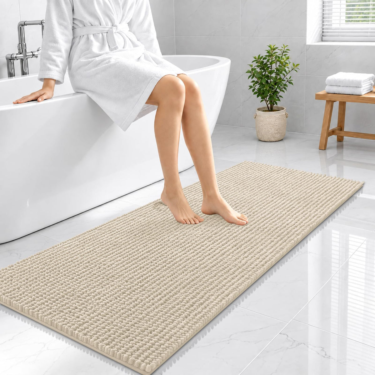 Smiry Thick Bathroom Rugs 30x20, Extra Soft Absorbent Chenille Bath Mat