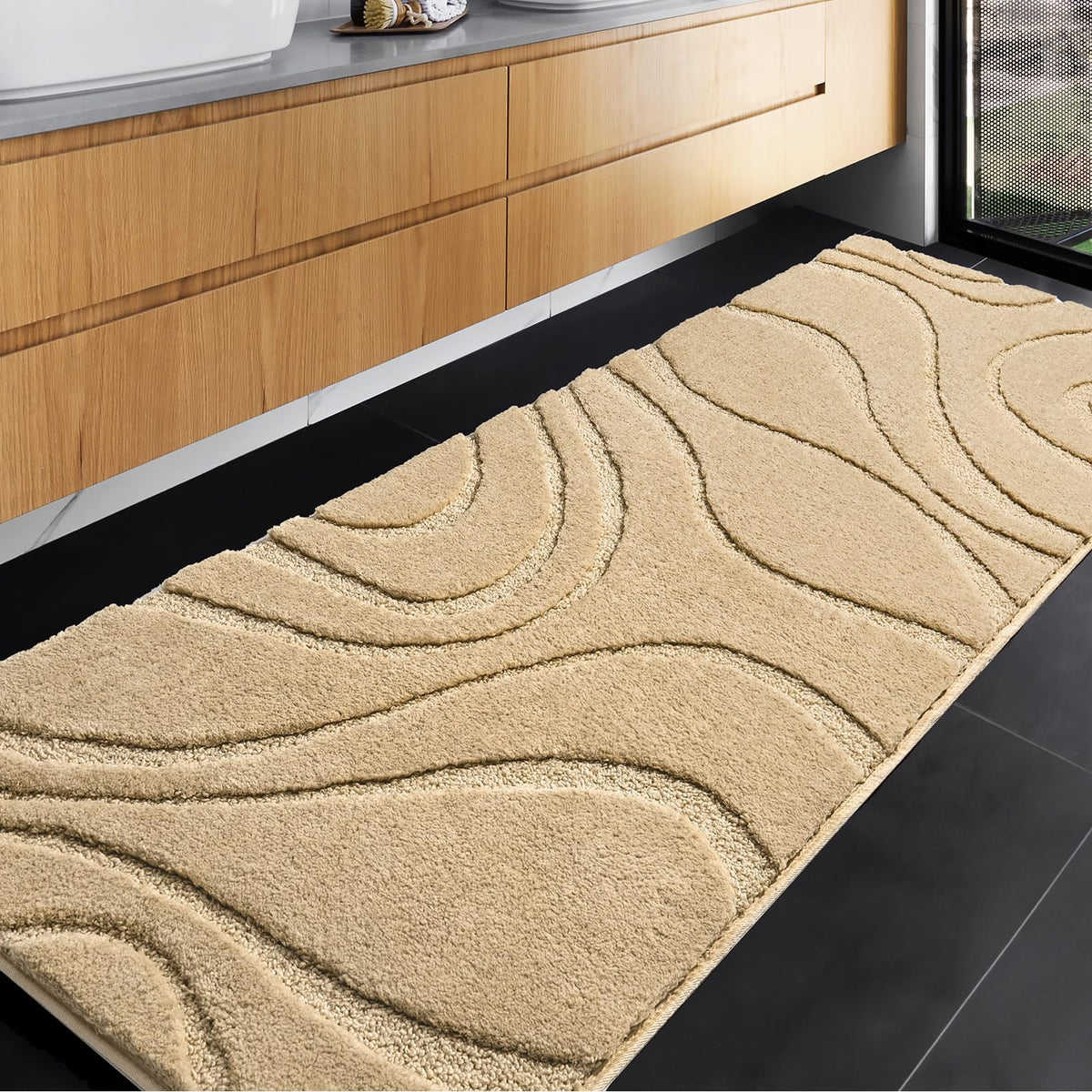DEXDE Bathroom Rugs Runner 24x60 Long Non-Slip Bath Mats Floor Shower Gray