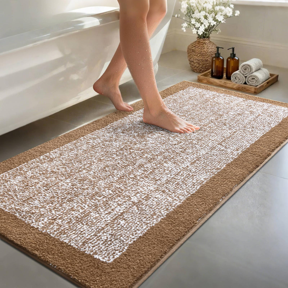 48x24 Long Bathroom Rugs Non Slip Washable, Soft Absorbent Bath Mat Blue