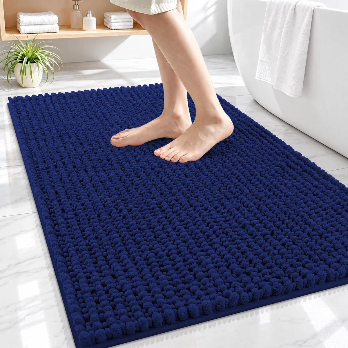 Smiry Thick Bathroom Rugs 30x20, Extra Soft Absorbent Chenille Bath Mat