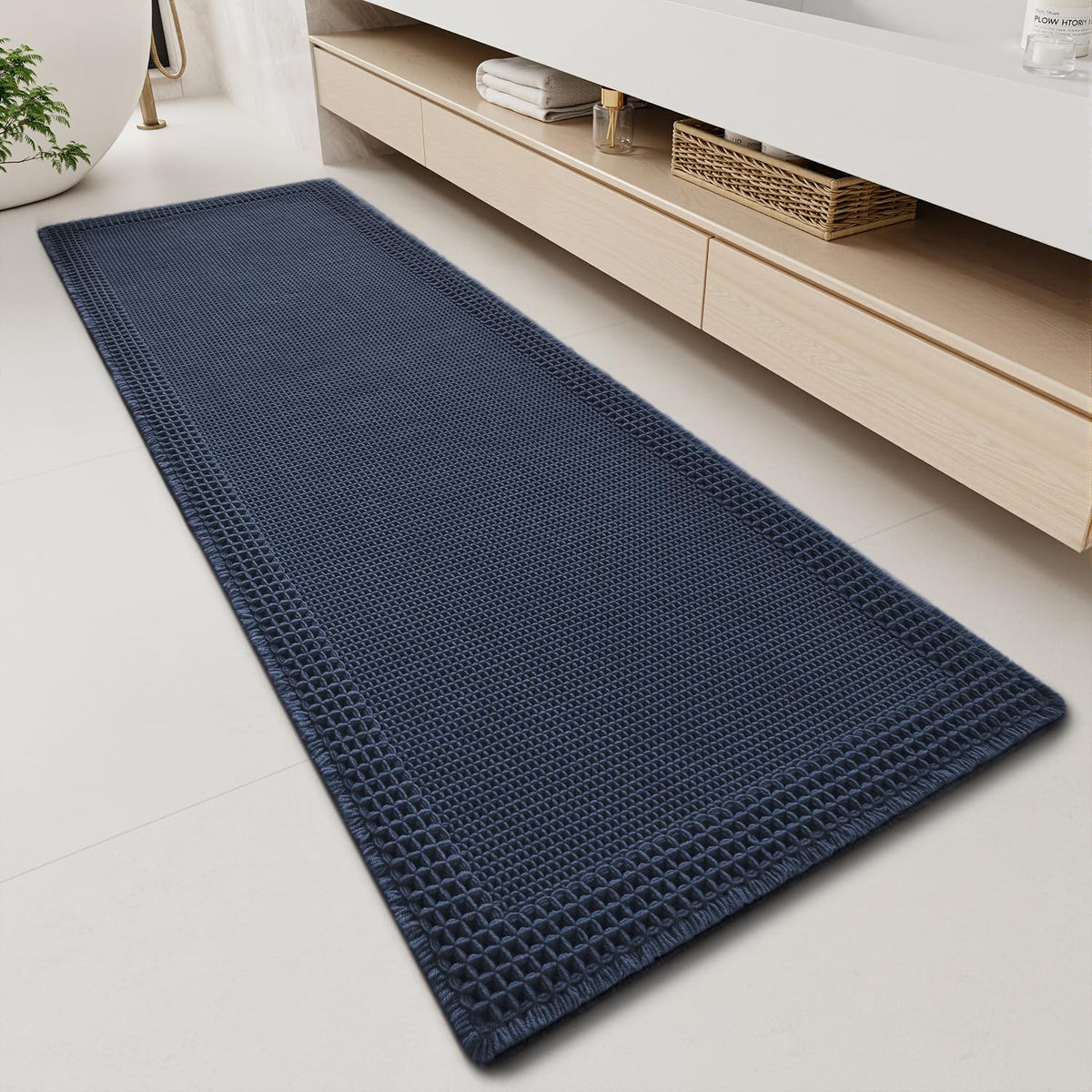 RESARE Waffle Bath Mat for Bathroom, Non Slip Bathroom Rugs 17"x24" Green