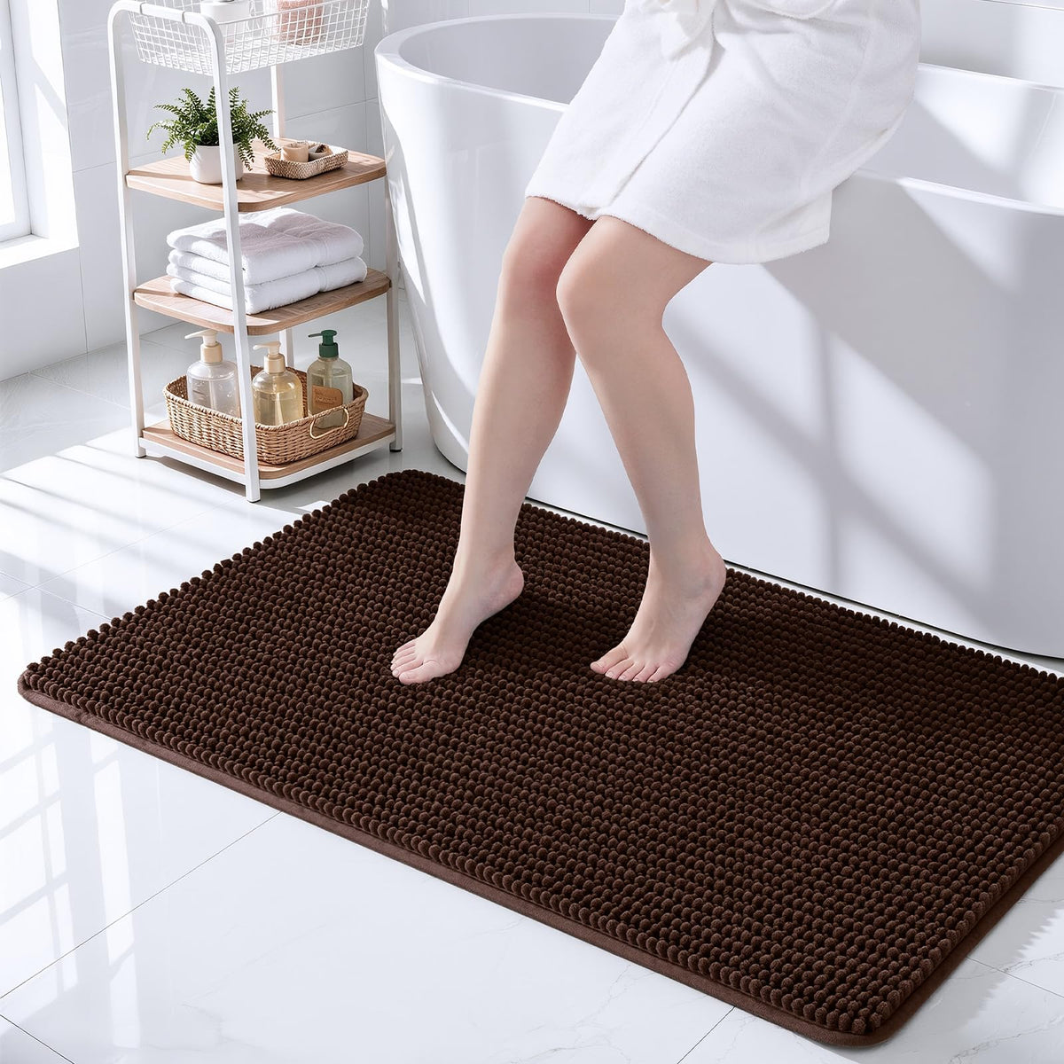 Ophanie Grey Bathroom Rugs 30x20, Soft Chenille Bath Mat, Non Slip Absorbent Quick Dry Light Gray Mats, Machine Washable Thick Small Area Rug Sets,Grip Bathmat for Shower,Toilet,Sink and Indoor Floor