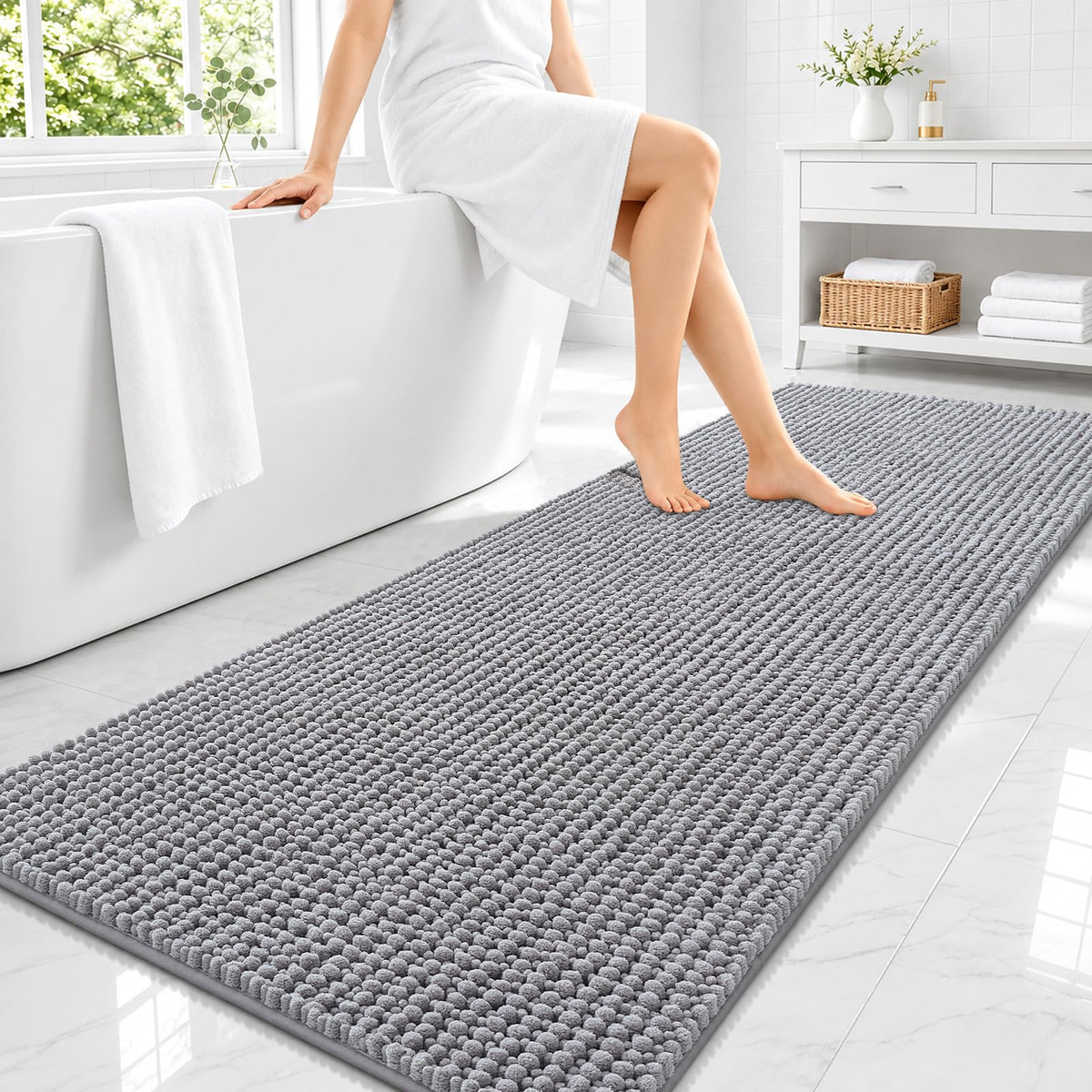 Smiry Thick Bathroom Rugs 30x20, Extra Soft Absorbent Chenille Bath Mat
