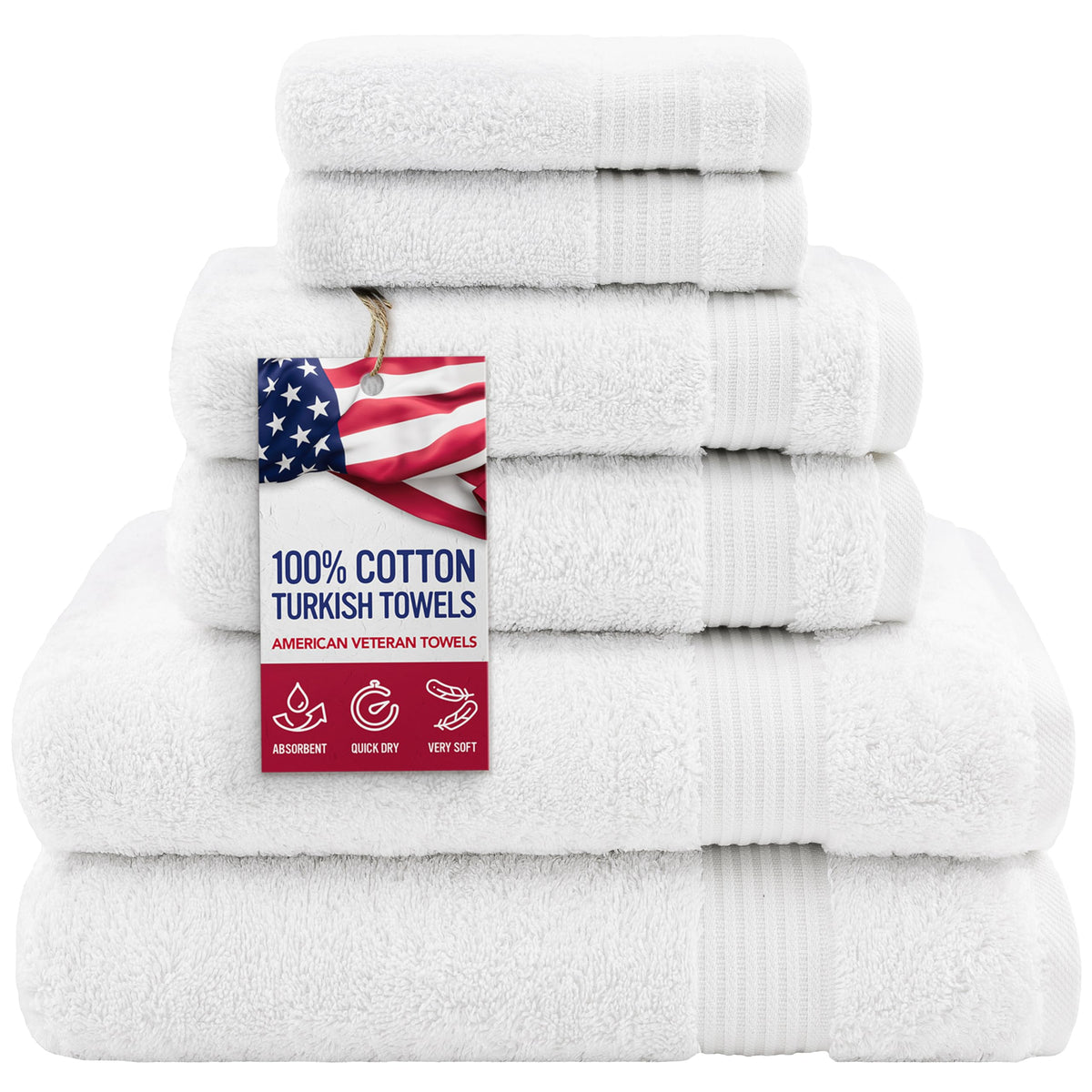 American Veteran Towel, Hand Towels for Bathroom Set of 4, 100% Cotton Turkish Hand Towel Sets, Soft Hand Face Towels, Navy Blue Hand Towels