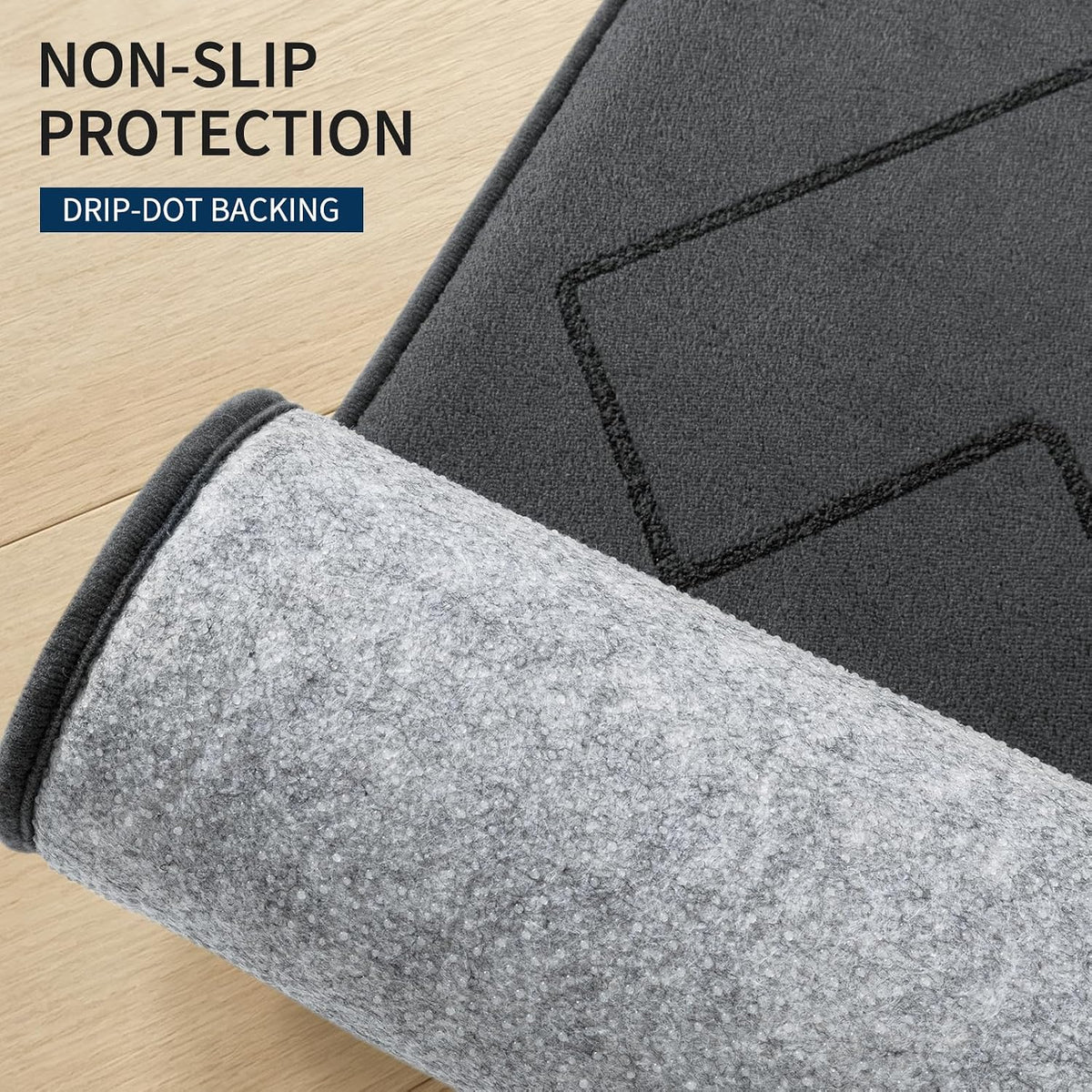 YIHOUSE 3 Piece Bathroom Rug Set - Soft Memory Foam Bath Mat, Dark Grey