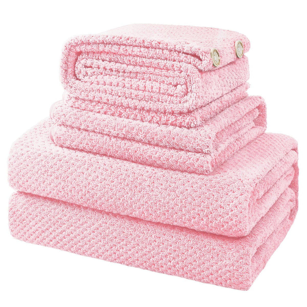 MaopaoBeauty Bath Towels for Bathroom Towel Set Shower Towels Bath Towels Set of 4 (1 Bath Towel, 1 Hair Towel, 1 Hand Towel, 1 Washcloth),Soft and Absorbent (Blue)