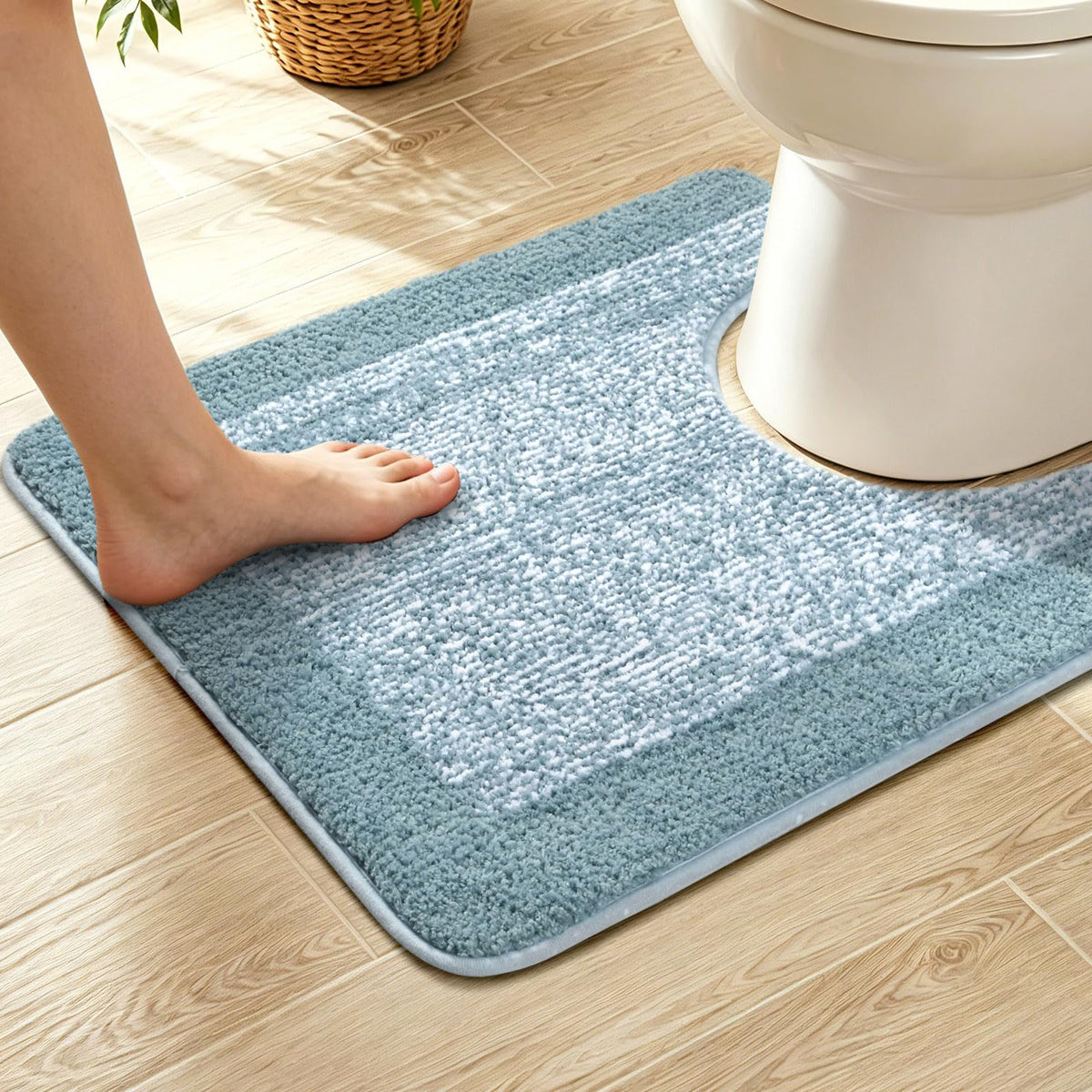 48x24 Long Bathroom Rugs Non Slip Washable, Soft Absorbent Bath Mat Blue