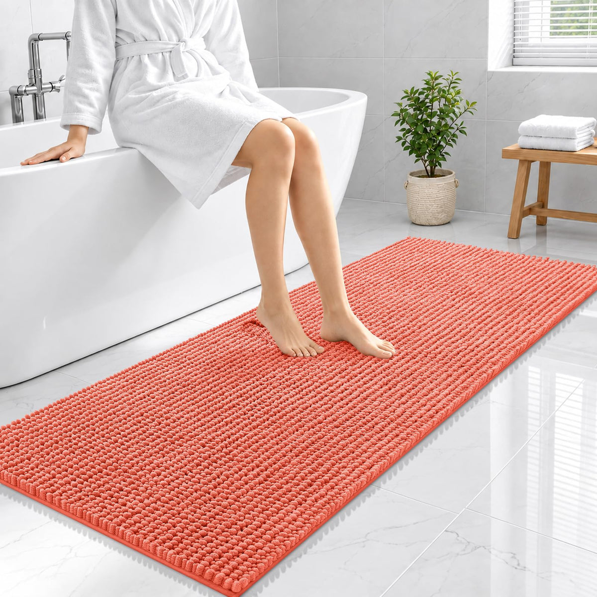 Smiry Thick Bathroom Rugs 30x20, Extra Soft Absorbent Chenille Bath Mat