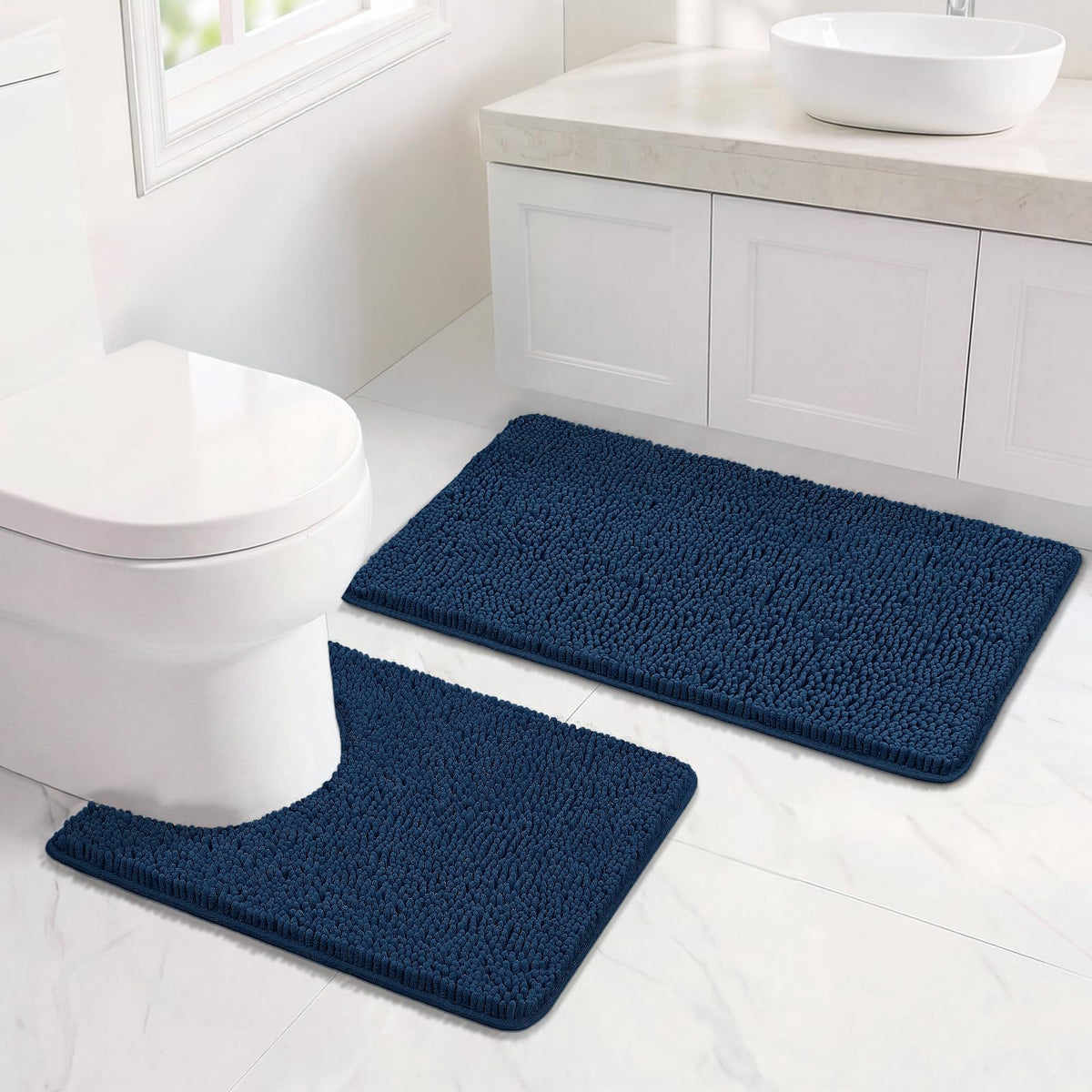 Bcoimo Small Bath Rug Mat,24x17 Extra Soft Chenille Lavender Bathroom Mats