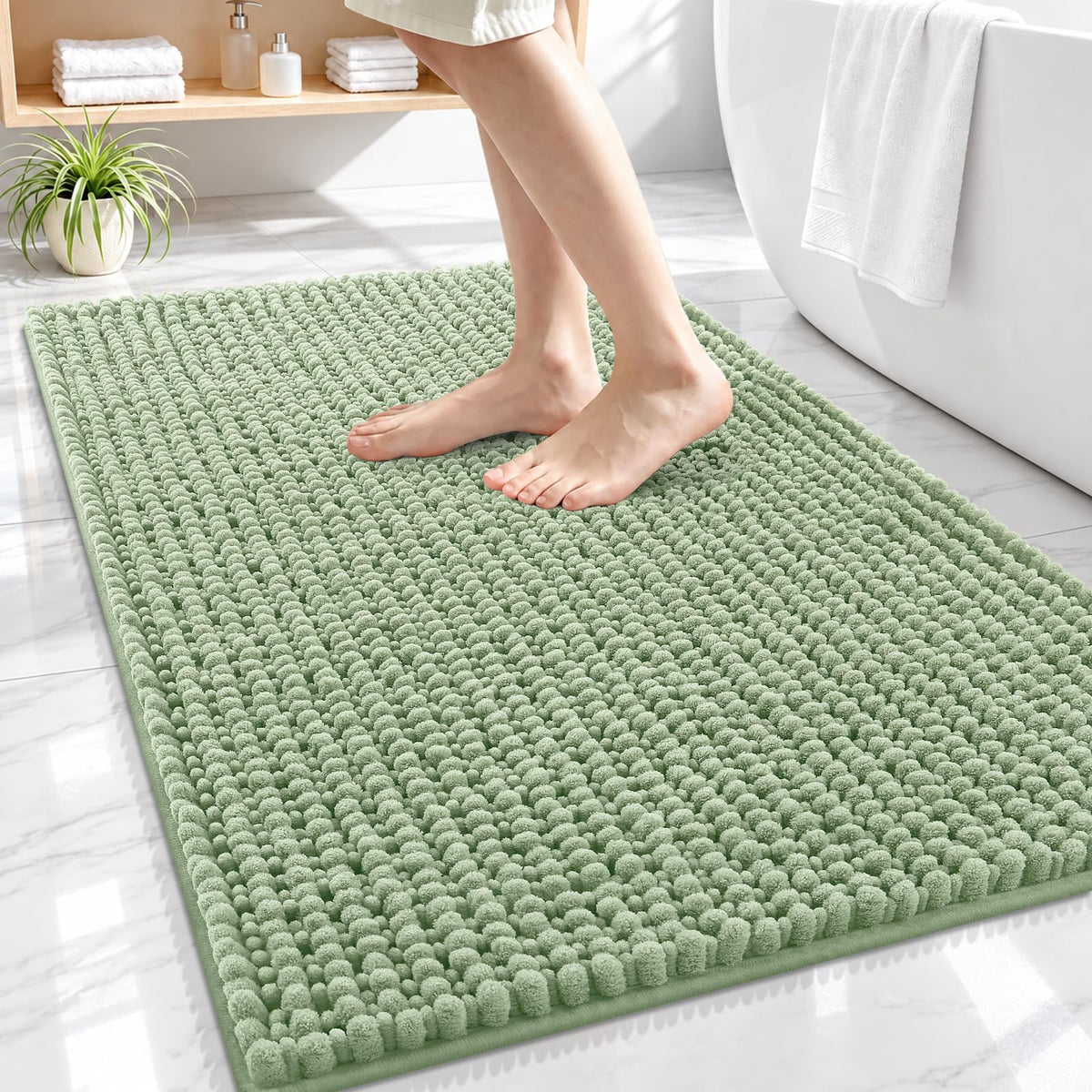 Smiry Thick Bathroom Rugs 30x20, Extra Soft Absorbent Chenille Bath Mat