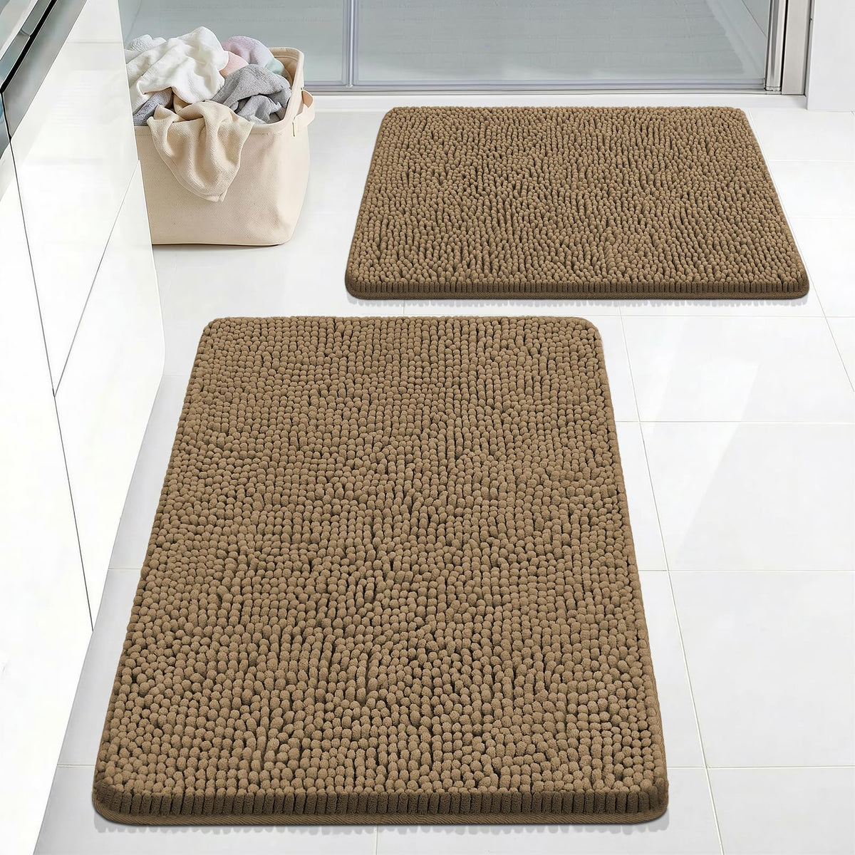 Bcoimo Small Bath Rug Mat,24x17 Extra Soft Chenille Lavender Bathroom Mats
