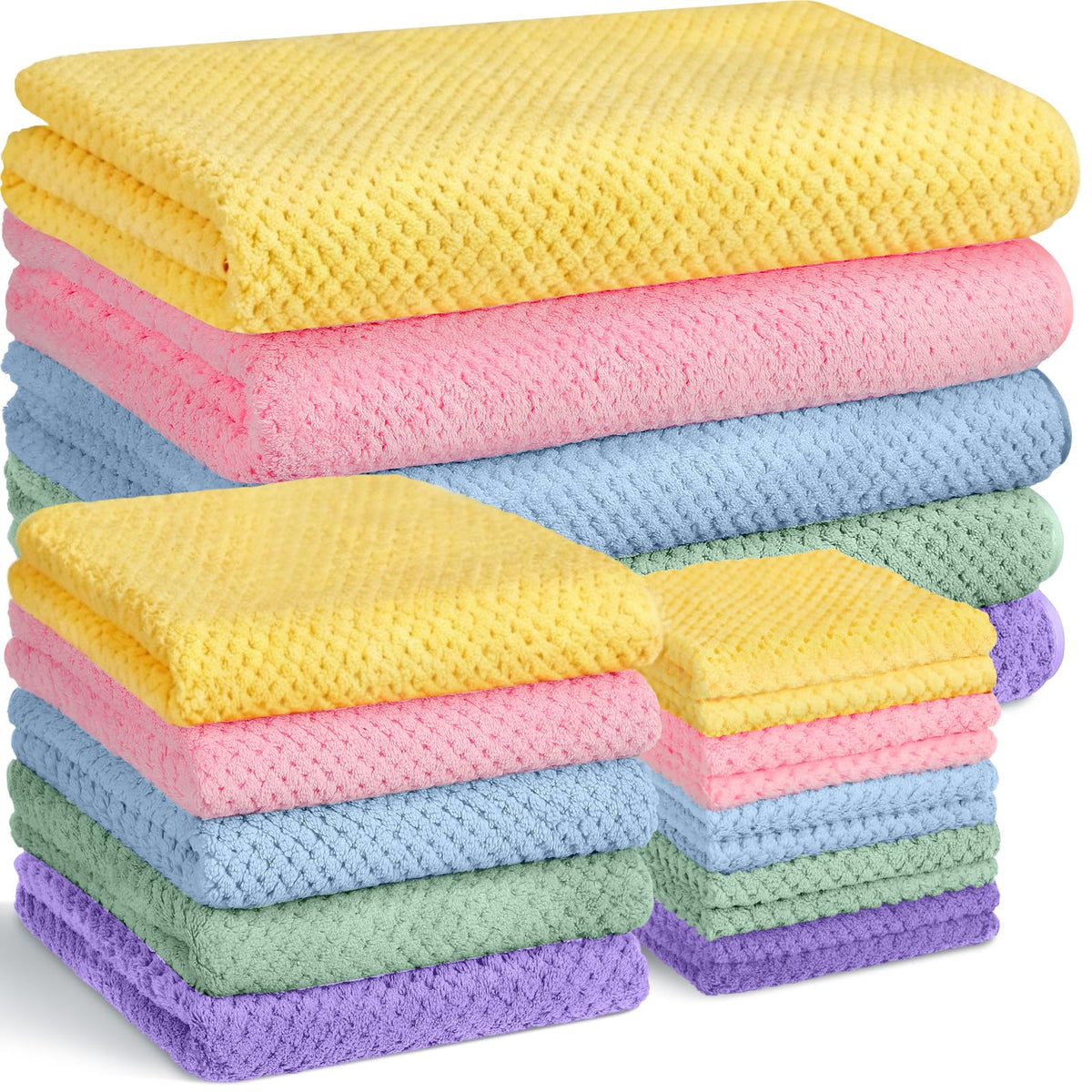 Mixweer 20 Pcs Bath Towel and Washcloths Set for Bathroom, Rich Color