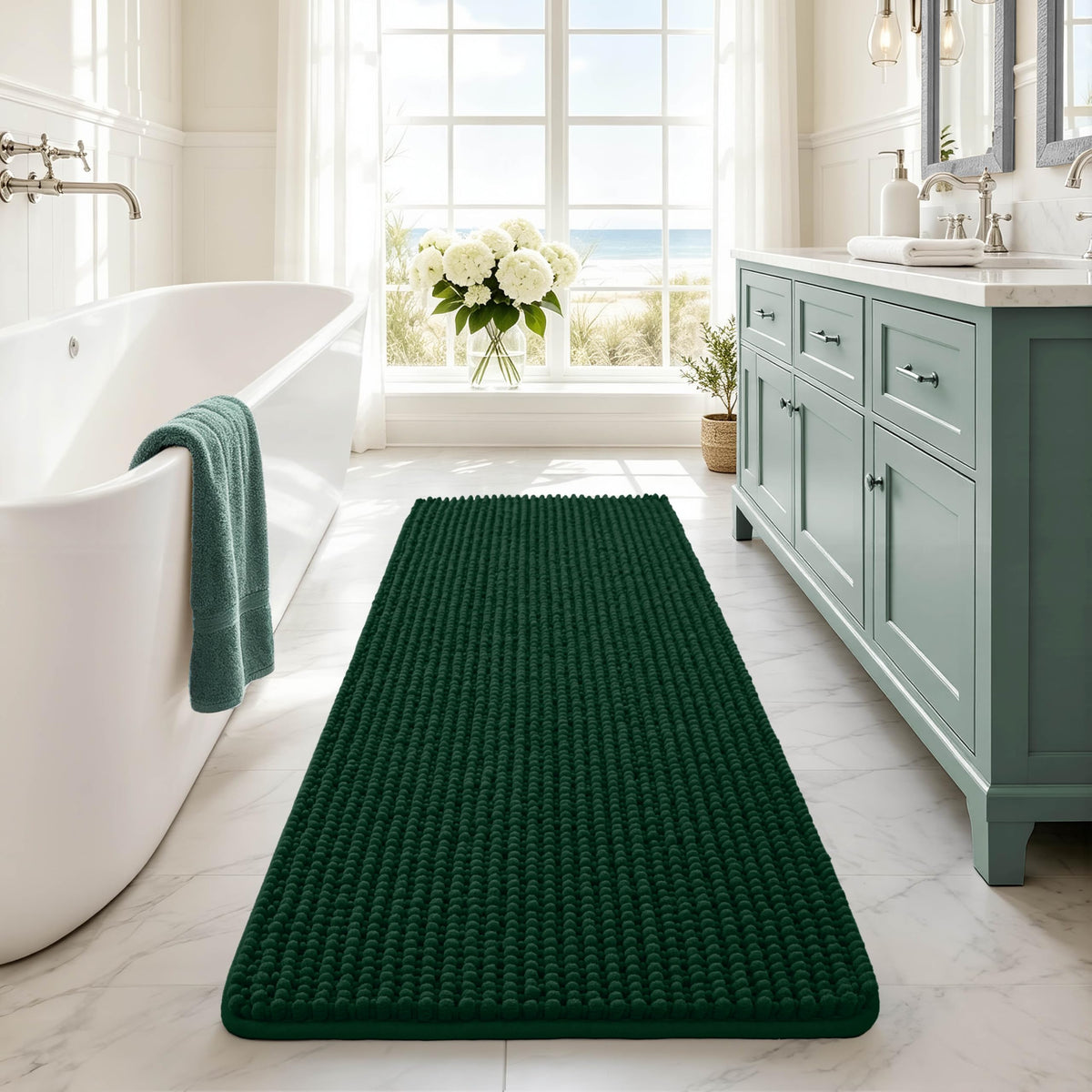 Ophanie Grey Bathroom Rugs 30x20, Soft Chenille Bath Mat, Non Slip Absorbent Quick Dry Light Gray Mats, Machine Washable Thick Small Area Rug Sets,Grip Bathmat for Shower,Toilet,Sink and Indoor Floor