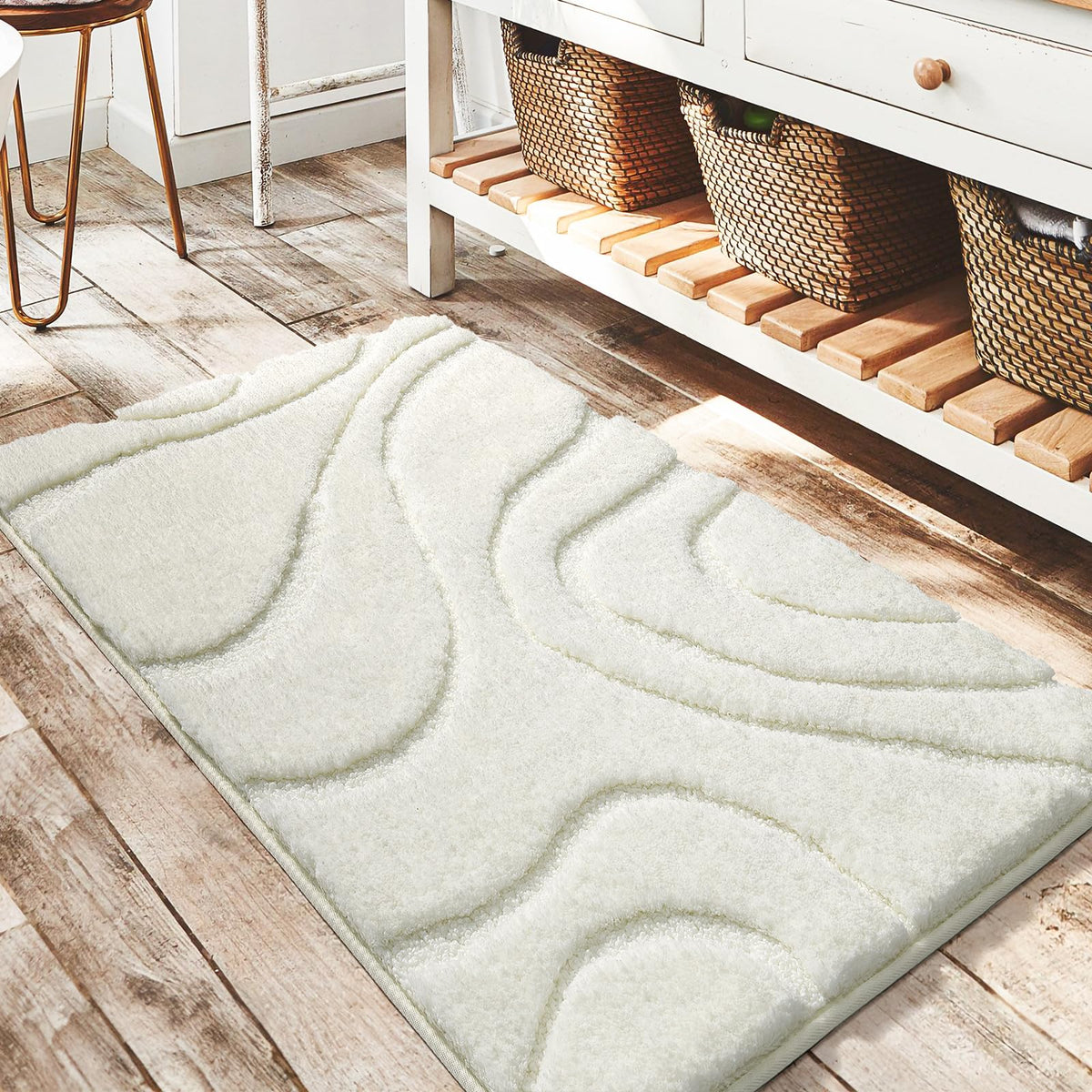 DEXDE Bathroom Rugs Runner 24x60 Long Non-Slip Bath Mats Floor Shower Gray