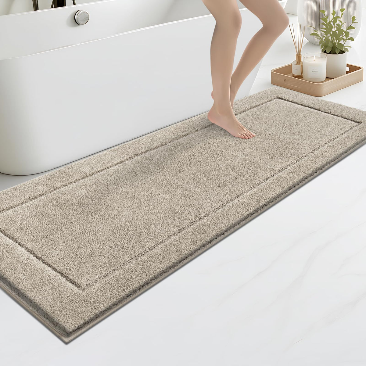anllugs Bathroom Rugs, Non-Slip Bath Rugs, 24" x 60", Grey