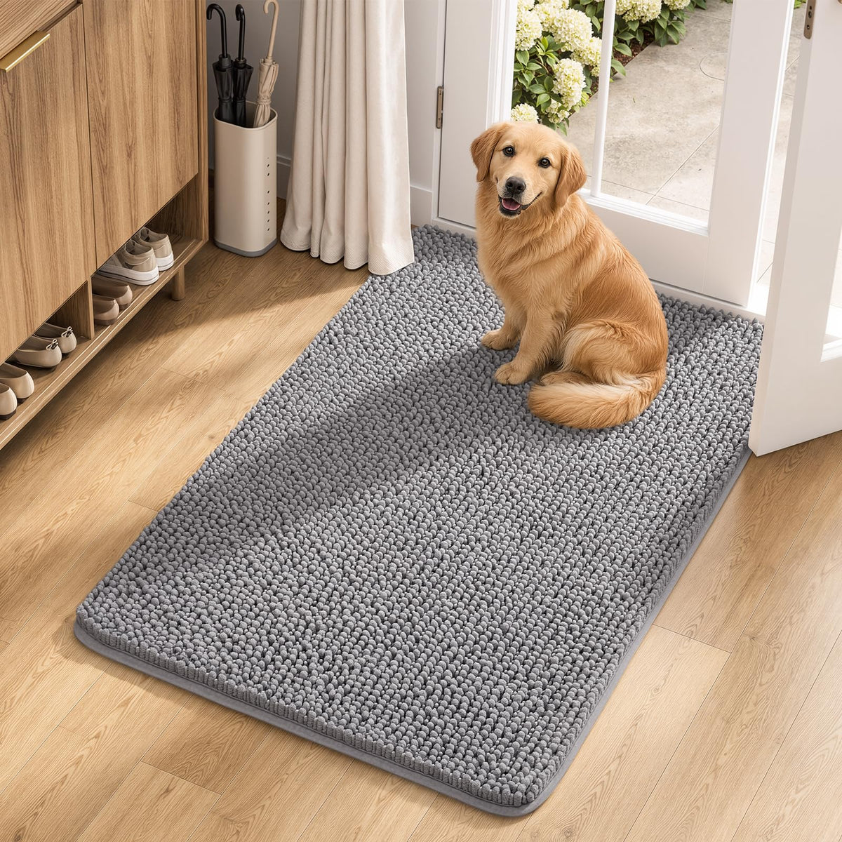 Ophanie Grey Bathroom Rugs 30x20, Soft Chenille Bath Mat, Non Slip Absorbent Quick Dry Light Gray Mats, Machine Washable Thick Small Area Rug Sets,Grip Bathmat for Shower,Toilet,Sink and Indoor Floor