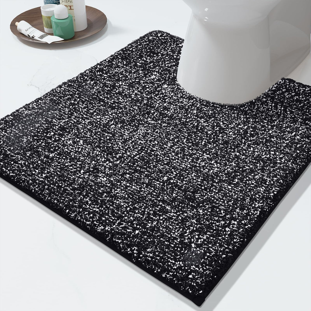 Yimobra Non Slip Machine Washable Bathroom Rug 32x20 Light Blue and White