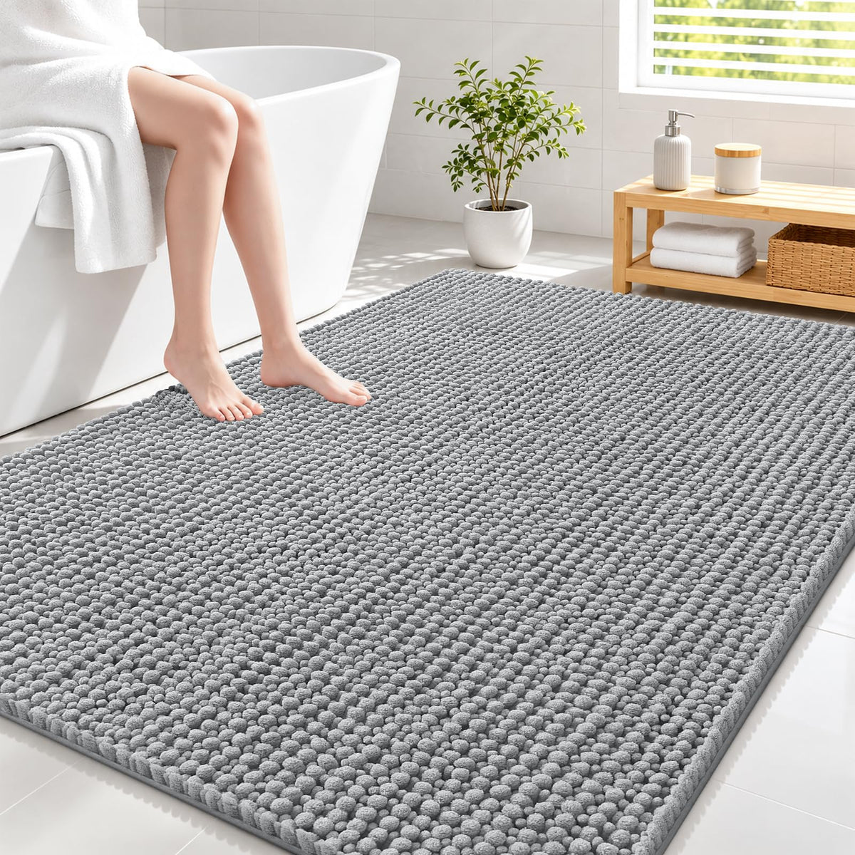 Smiry Thick Bathroom Rugs 30x20, Extra Soft Absorbent Chenille Bath Mat