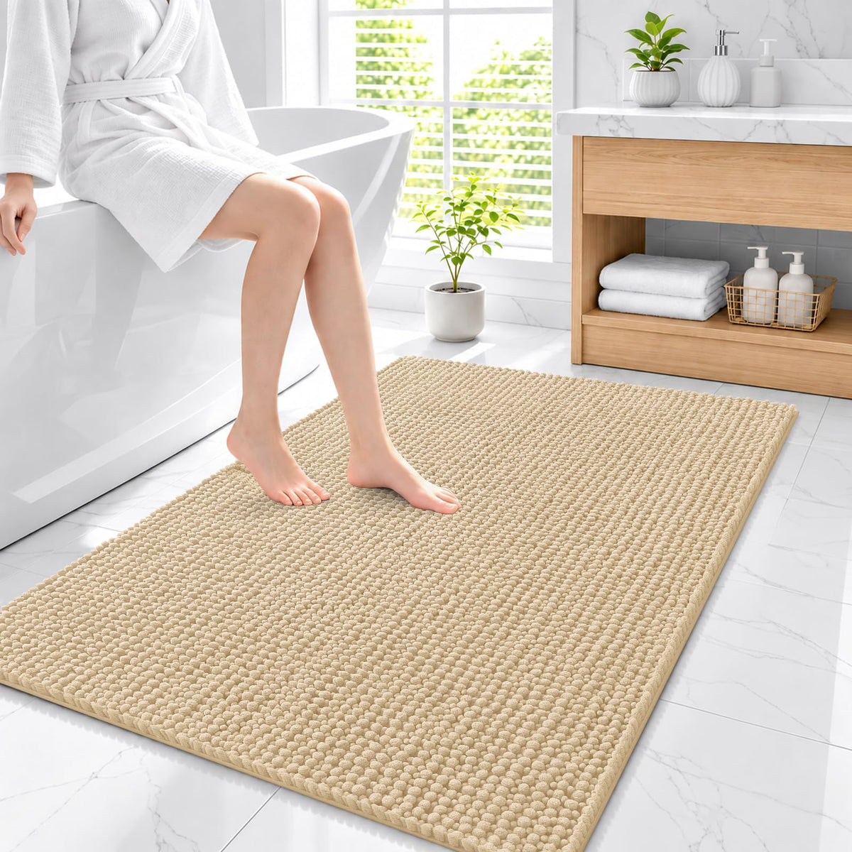 Smiry Thick Bathroom Rugs 30x20, Extra Soft Absorbent Chenille Bath Mat