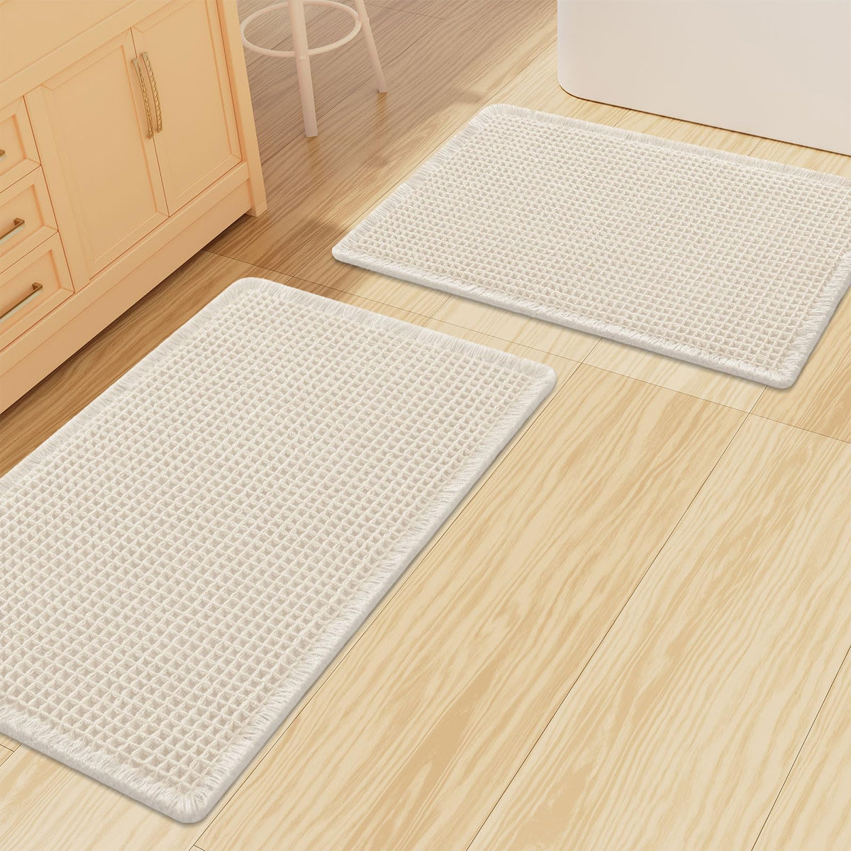 Smiry Waffle Bathroom Rugs Sets 2 Piece (30x20+24x16, Brown)