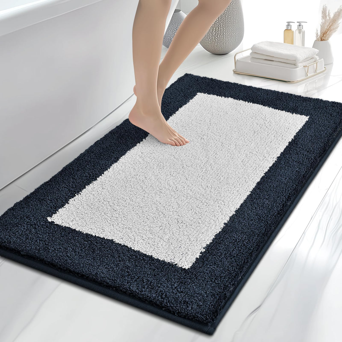 anllugs Bathroom Rugs, 20" x 30" Soft Bath Rugs, Olive Green & Green