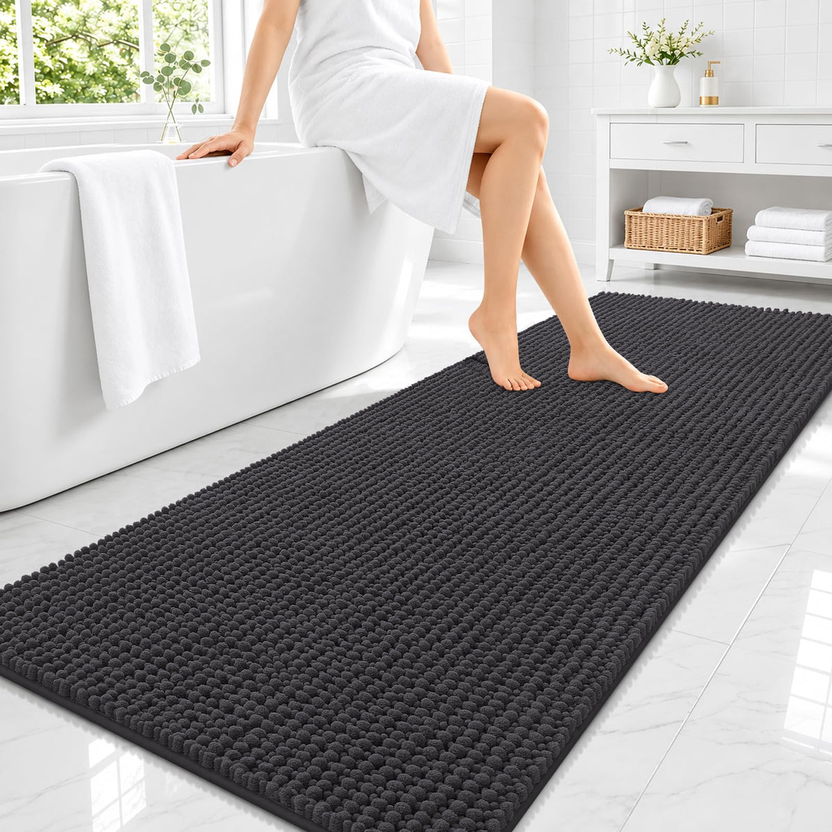 Smiry Thick Bathroom Rugs 30x20, Extra Soft Absorbent Chenille Bath Mat