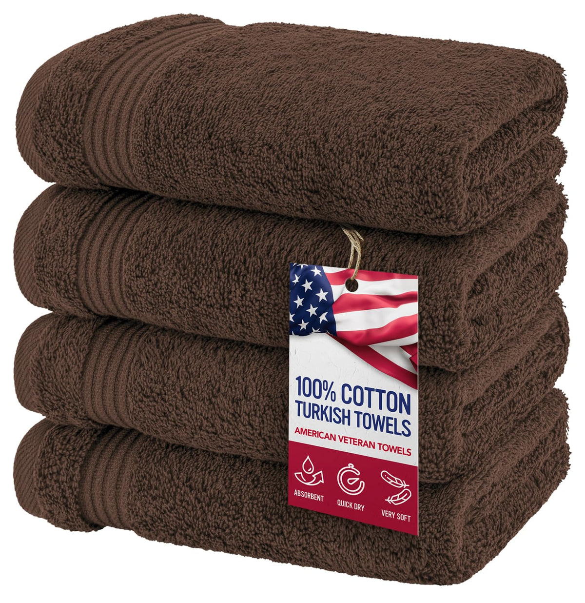 American Veteran Towel, Hand Towels for Bathroom Set of 4, 100% Cotton Turkish Hand Towel Sets, Soft Hand Face Towels, Navy Blue Hand Towels