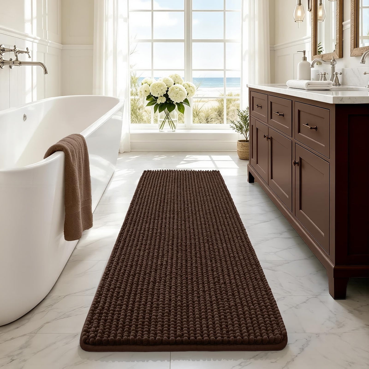 Ophanie Grey Bathroom Rugs 30x20, Soft Chenille Bath Mat, Non Slip Absorbent Quick Dry Light Gray Mats, Machine Washable Thick Small Area Rug Sets,Grip Bathmat for Shower,Toilet,Sink and Indoor Floor