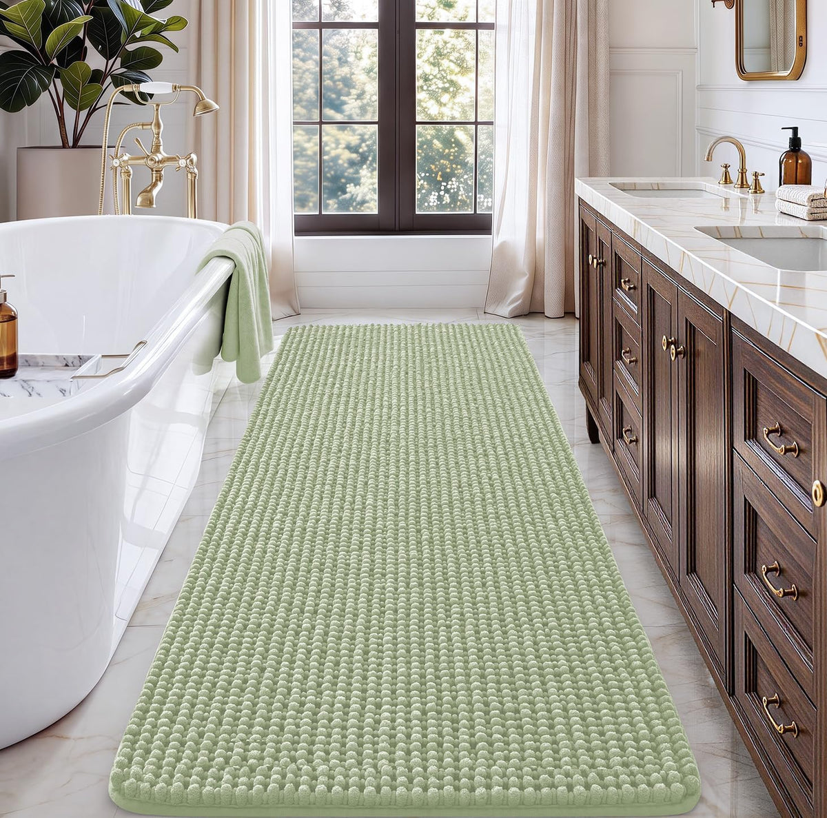 Ophanie Grey Bathroom Rugs 30x20, Soft Chenille Bath Mat, Non Slip Absorbent Quick Dry Light Gray Mats, Machine Washable Thick Small Area Rug Sets,Grip Bathmat for Shower,Toilet,Sink and Indoor Floor