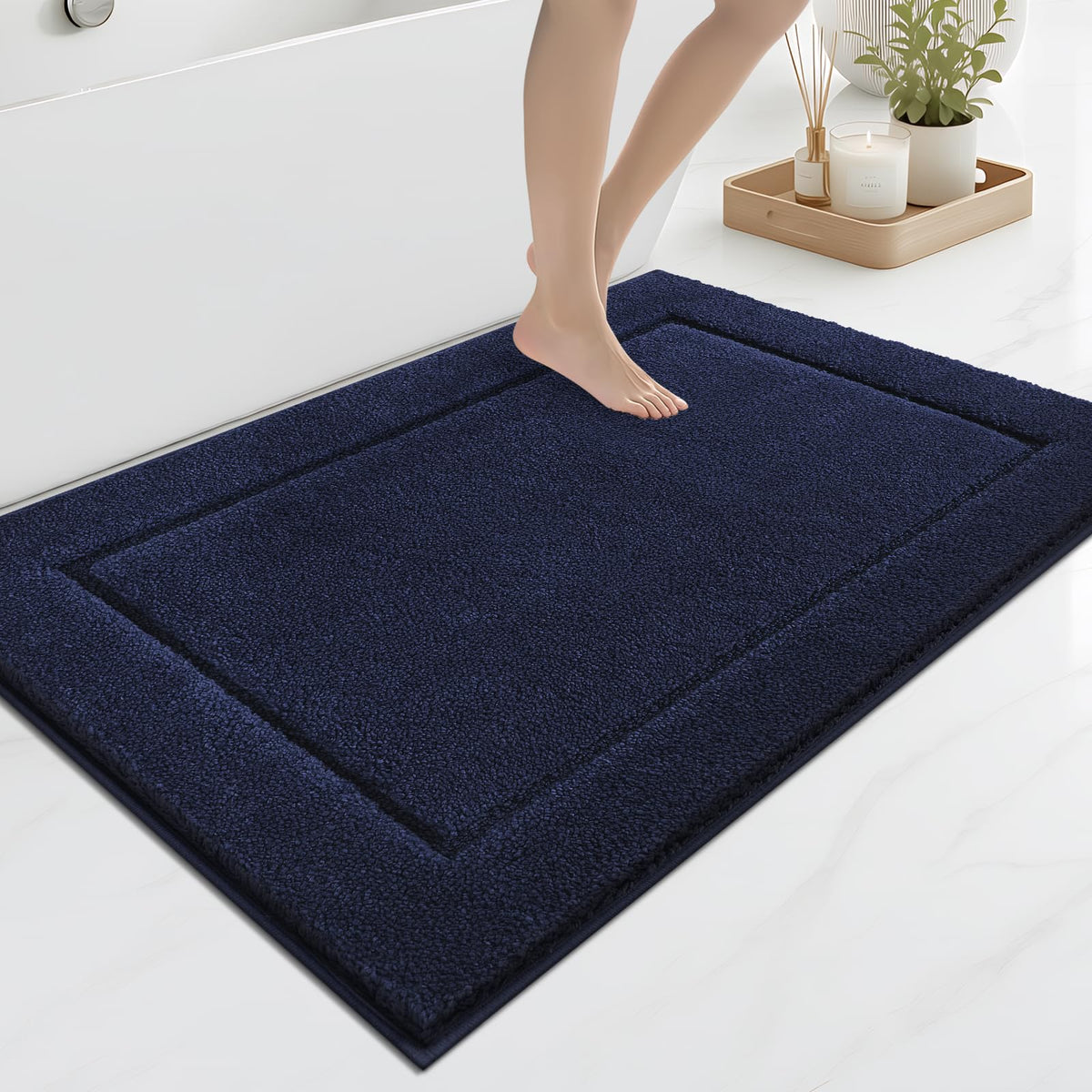 anllugs Bathroom Rugs, Non-Slip Bath Rugs, 24" x 60", Grey