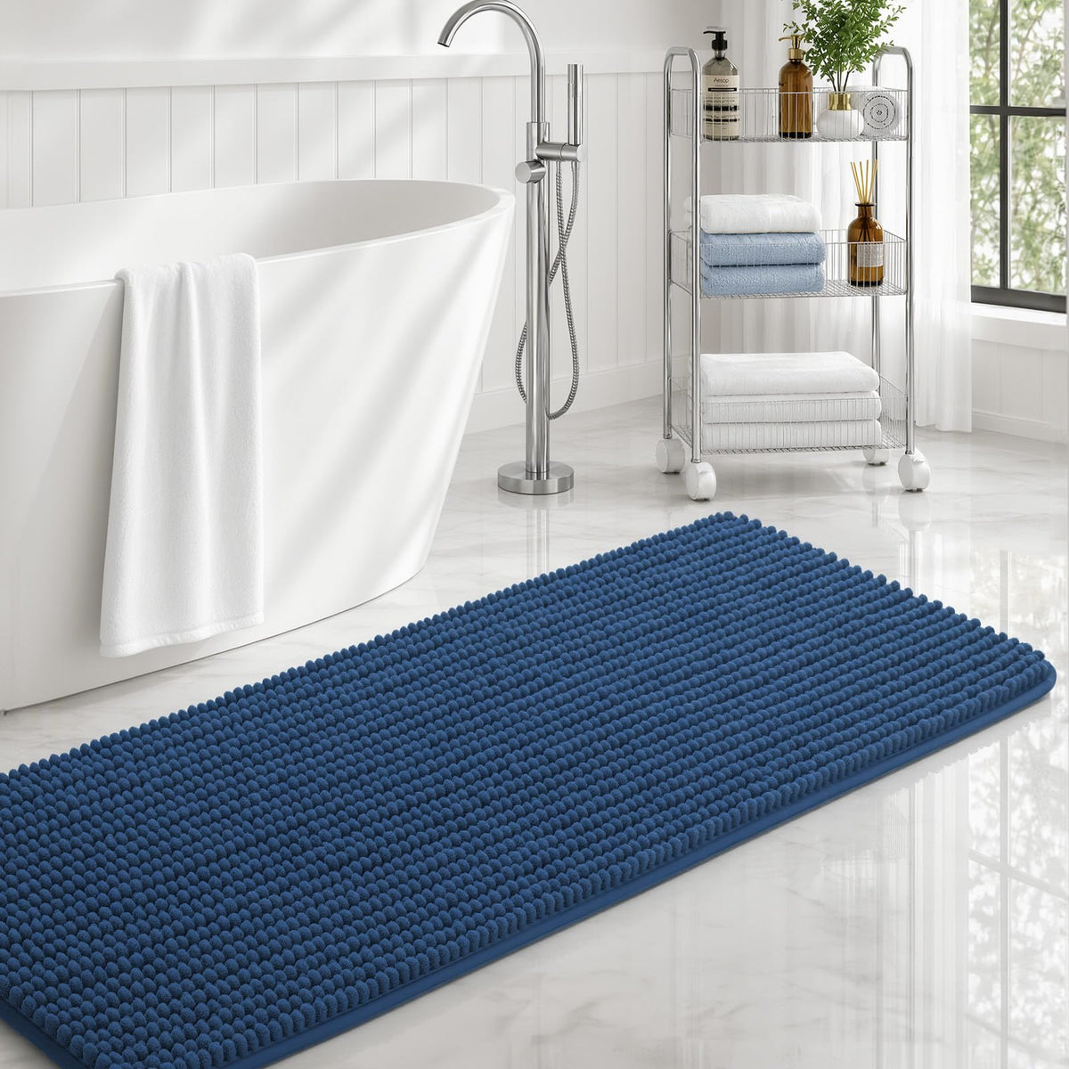 Ophanie Grey Bathroom Rugs 30x20, Soft Chenille Bath Mat, Non Slip Absorbent Quick Dry Light Gray Mats, Machine Washable Thick Small Area Rug Sets,Grip Bathmat for Shower,Toilet,Sink and Indoor Floor
