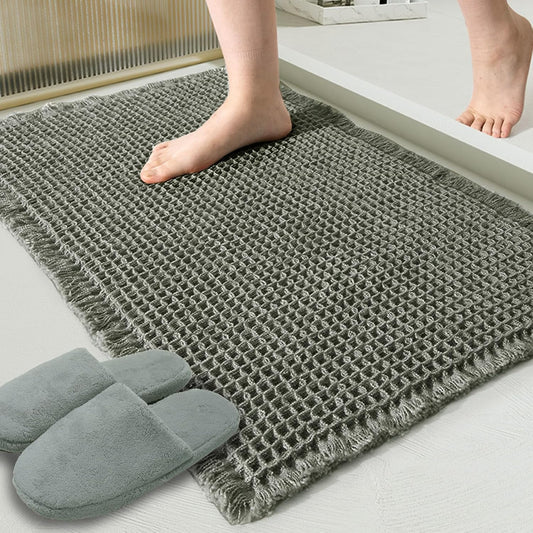ZALL Waffle Bath Mat,Dark Green Super Absorbent Non Slip Bathroom Rug,17x24inch,Machine Washable Ultra Soft Floor Mats