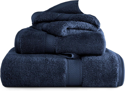 SUPERIOR Egyptian Cotton Ultra Plush & Absorbent, 3 Piece Set, Navy Blue