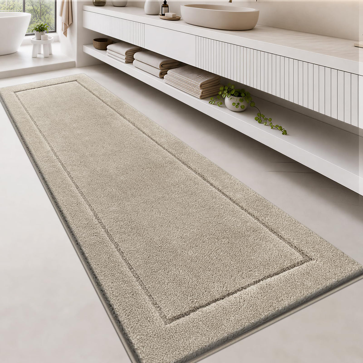 anllugs Bathroom Rugs, Non-Slip Bath Rugs, 24" x 60", Grey