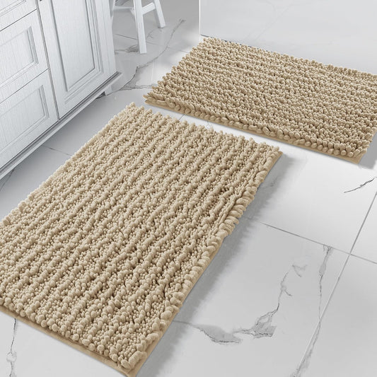 Yimobra Bathroom Rugs Sets 2 Piece, Super Absorbent Bath Mat Set,Pale Khaki