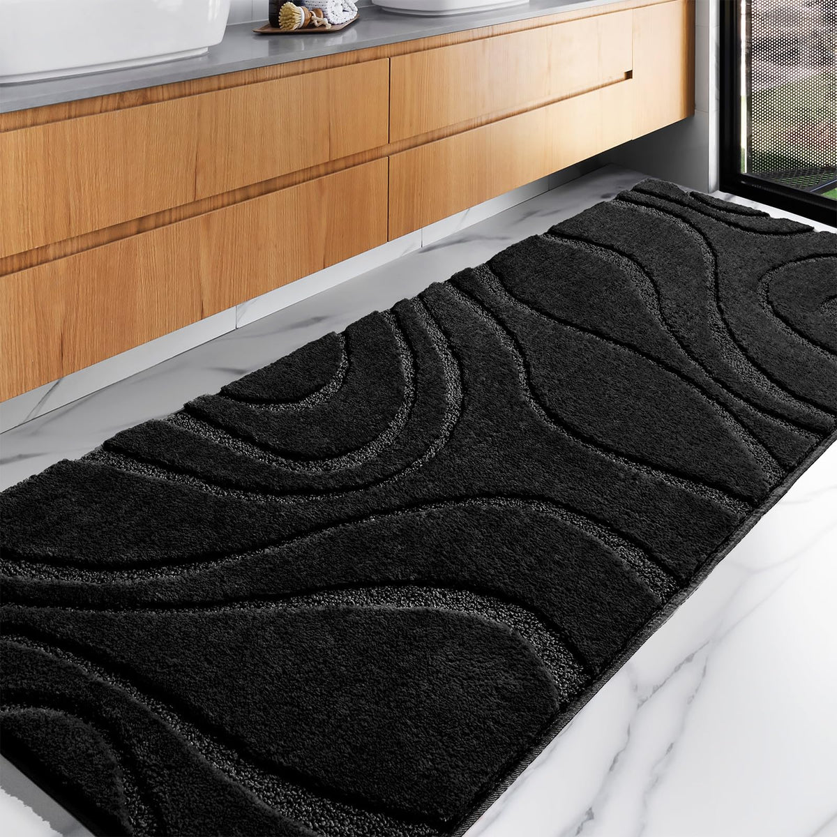 DEXDE Bathroom Rugs Runner 24x60 Long Non-Slip Bath Mats Floor Shower Gray