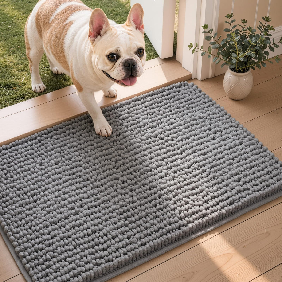 Ophanie Grey Bathroom Rugs 30x20, Soft Chenille Bath Mat, Non Slip Absorbent Quick Dry Light Gray Mats, Machine Washable Thick Small Area Rug Sets,Grip Bathmat for Shower,Toilet,Sink and Indoor Floor