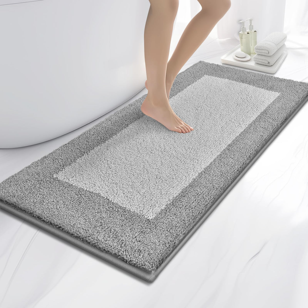anllugs Bathroom Rugs, 20" x 30" Soft Bath Rugs, Olive Green & Green