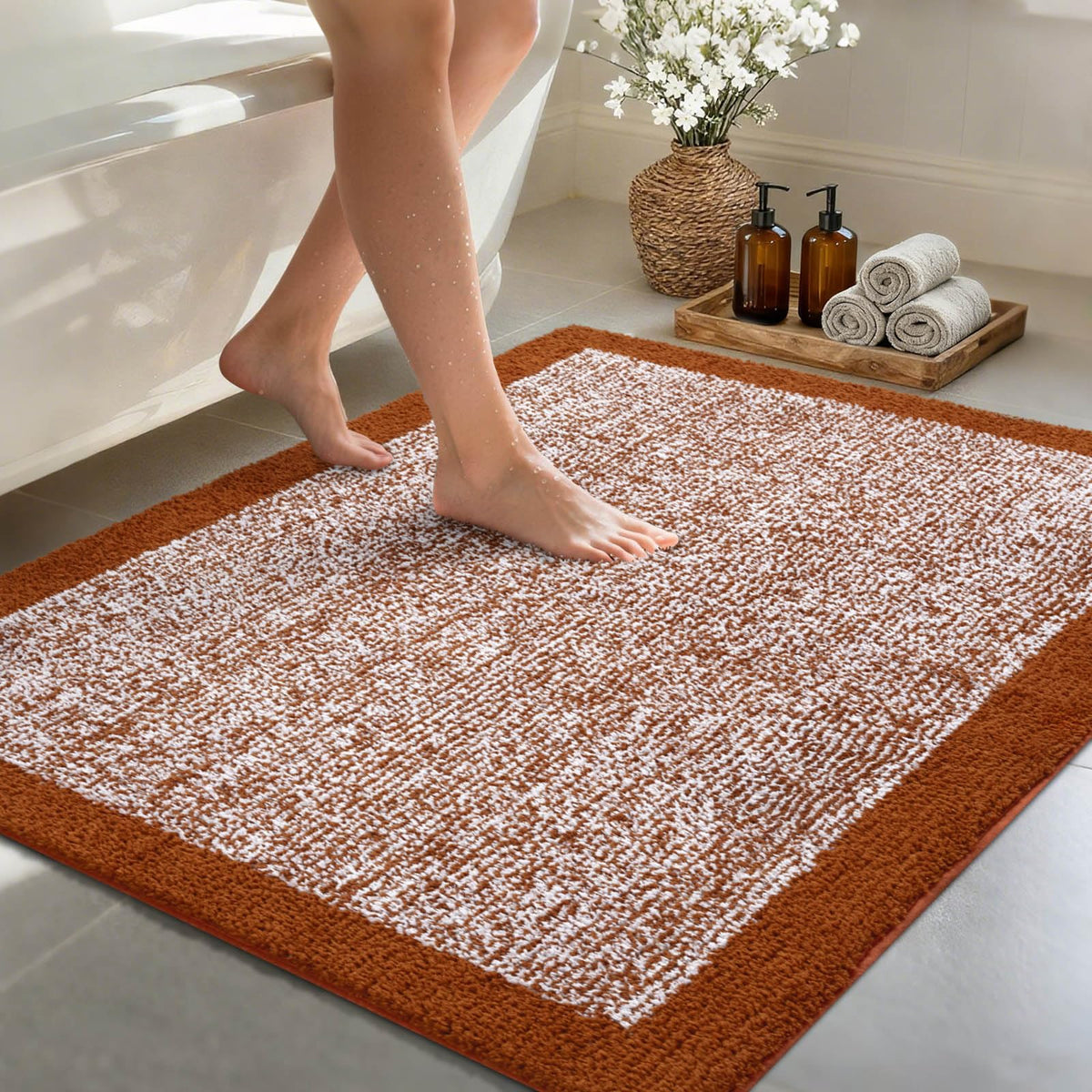 48x24 Long Bathroom Rugs Non Slip Washable, Soft Absorbent Bath Mat Blue
