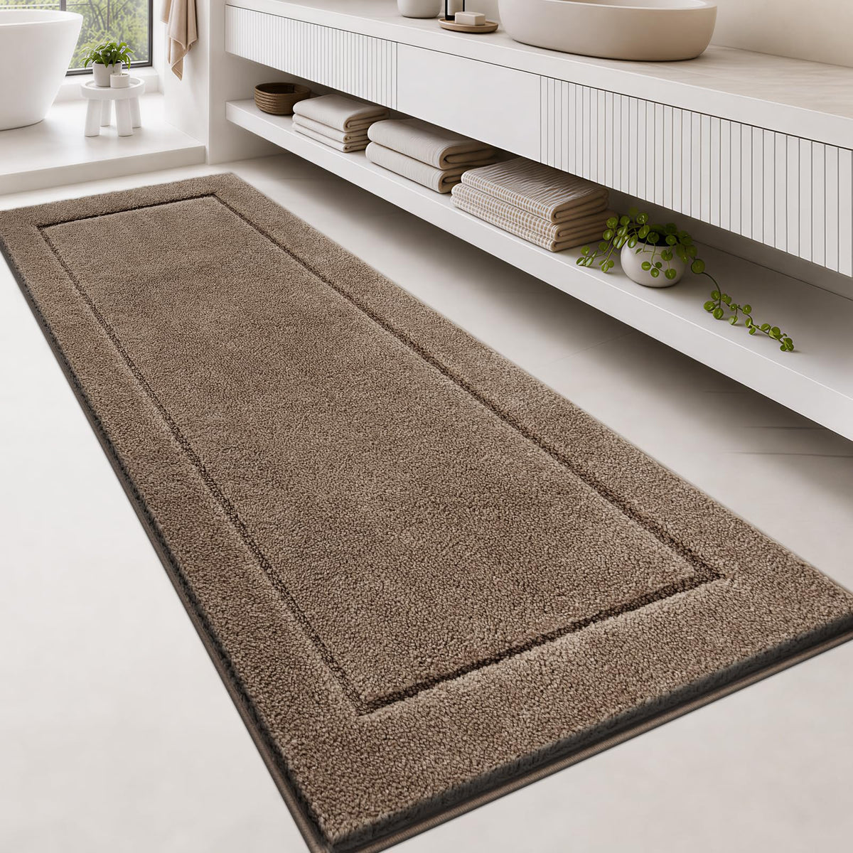 anllugs Bathroom Rugs, Non-Slip Bath Rugs, 24" x 60", Grey